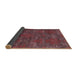 Thickness of Contemporary Brown Red Modern Rug, con831