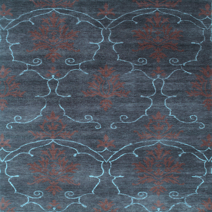 Square Abstract Light Blue Contemporary Rug, con831lblu
