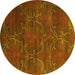 Round Abstract Yellow Contemporary Rug, con831yw