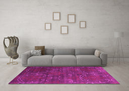 Machine Washable Abstract Pink Contemporary Rug in a Living Room, wshcon831pnk