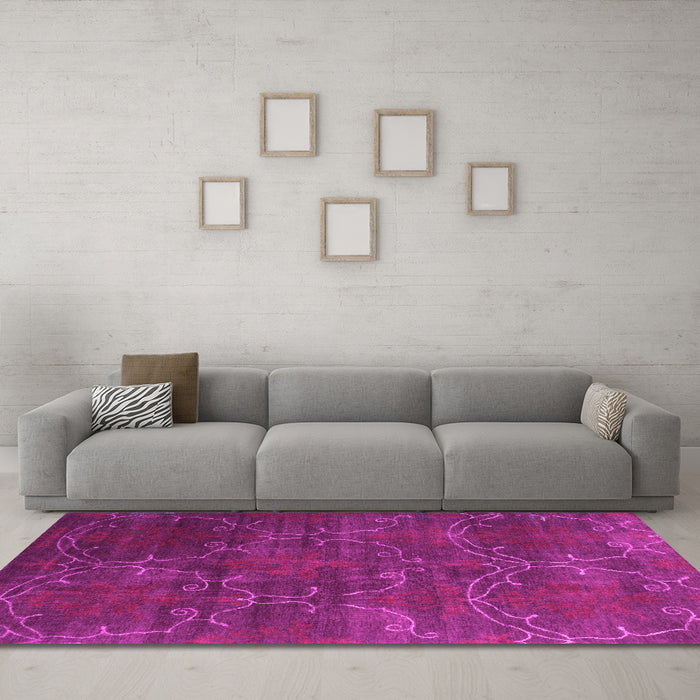 Machine Washable Abstract Pink Contemporary Rug in a Living Room, wshcon831pnk