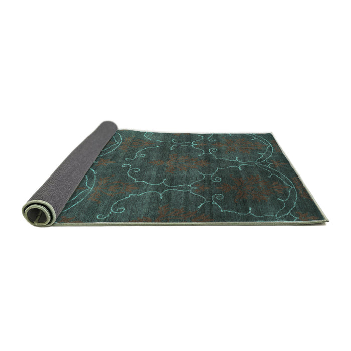 Sideview of Abstract Turquoise Contemporary Rug, con831turq