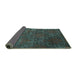 Sideview of Abstract Turquoise Contemporary Rug, con831turq