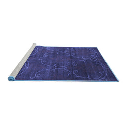 Sideview of Machine Washable Abstract Blue Contemporary Rug, wshcon831blu