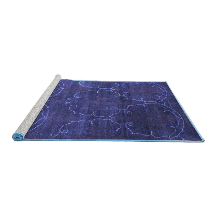 Sideview of Machine Washable Abstract Blue Contemporary Rug, wshcon831blu