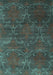 Machine Washable Abstract Turquoise Contemporary Area Rugs, wshcon831turq