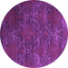 Round Machine Washable Abstract Purple Contemporary Area Rugs, wshcon831pur
