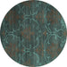 Round Abstract Turquoise Contemporary Rug, con831turq