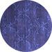 Round Machine Washable Abstract Blue Contemporary Rug, wshcon831blu