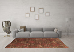 Machine Washable Abstract Brown Contemporary Rug in a Living Room,, wshcon831brn