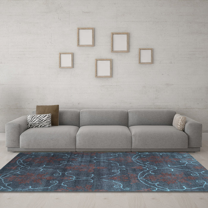 Machine Washable Abstract Light Blue Contemporary Rug in a Living Room, wshcon831lblu