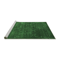 Sideview of Machine Washable Abstract Emerald Green Contemporary Area Rugs, wshcon831emgrn