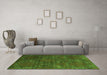 Machine Washable Abstract Green Contemporary Area Rugs in a Living Room,, wshcon831grn