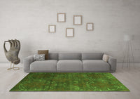 Machine Washable Abstract Green Contemporary Rug, wshcon831grn