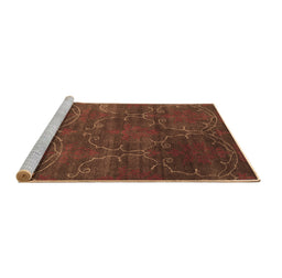 Sideview of Machine Washable Abstract Brown Contemporary Rug, wshcon831brn