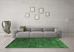 Machine Washable Abstract Emerald Green Contemporary Area Rugs in a Living Room,, wshcon831emgrn