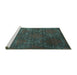 Sideview of Machine Washable Abstract Turquoise Contemporary Area Rugs, wshcon831turq