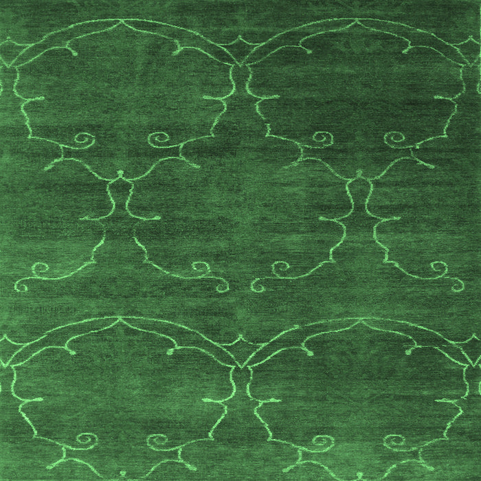 Square Abstract Emerald Green Contemporary Rug, con831emgrn
