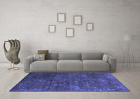 Machine Washable Abstract Blue Contemporary Rug, wshcon831blu