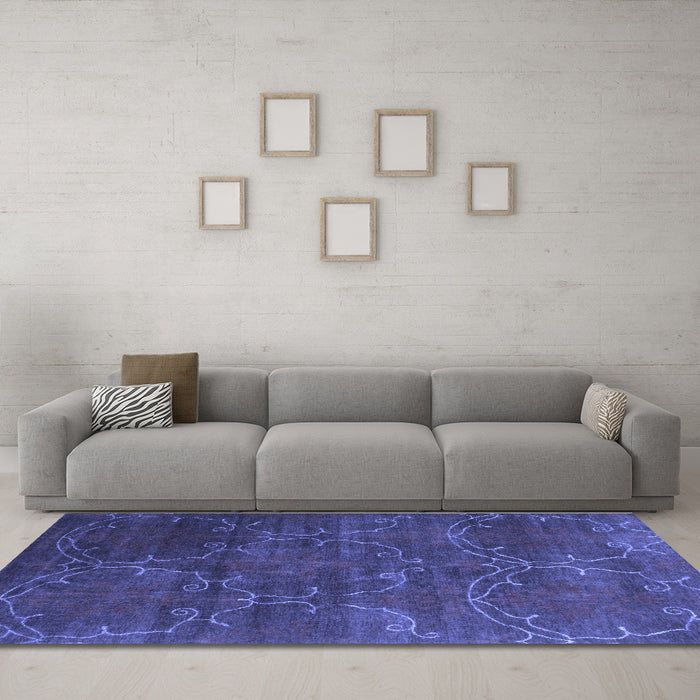 Machine Washable Abstract Blue Contemporary Rug in a Living Room, wshcon831blu