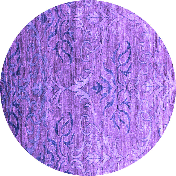 Round Abstract Purple Contemporary Rug, con832pur