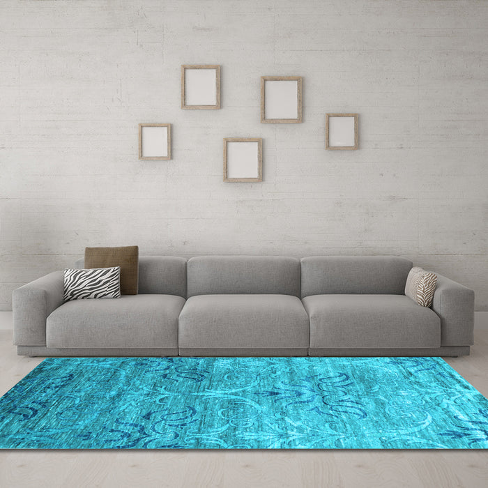 Machine Washable Abstract Light Blue Contemporary Rug in a Living Room, wshcon832lblu