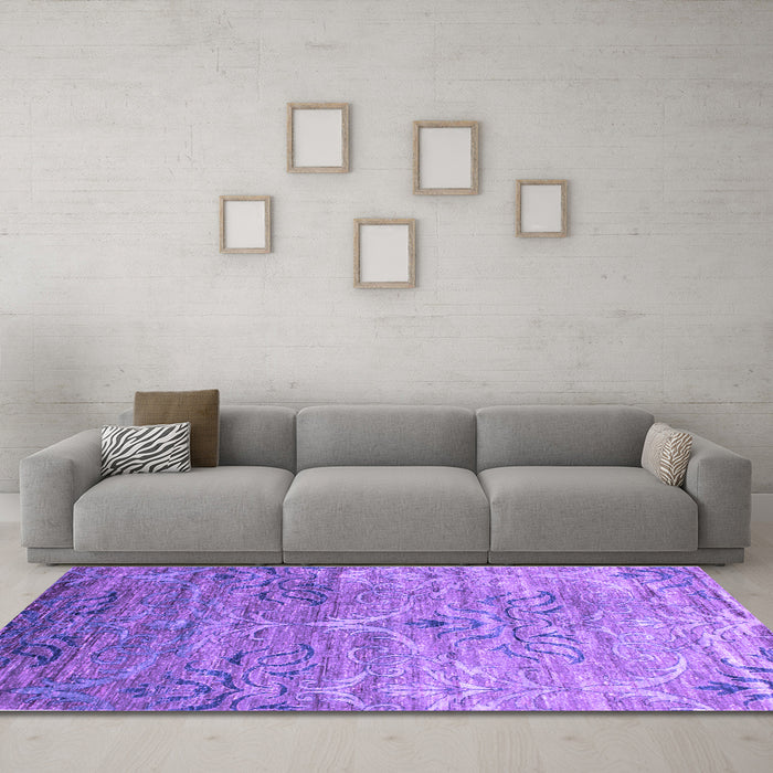Machine Washable Abstract Purple Contemporary Area Rugs in a Living Room, wshcon832pur