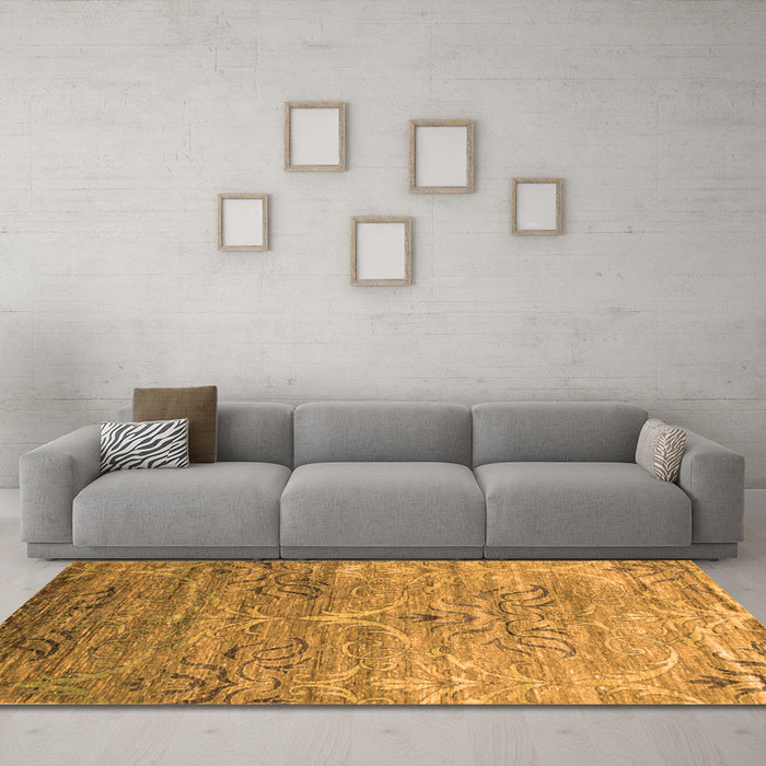 Machine Washable Abstract Orange Contemporary Area Rugs in a Living Room, wshcon832org