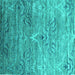 Square Machine Washable Abstract Turquoise Contemporary Area Rugs, wshcon832turq