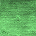 Square Machine Washable Abstract Emerald Green Contemporary Area Rugs, wshcon832emgrn