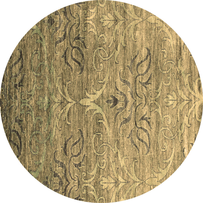 Round Machine Washable Abstract Brown Contemporary Rug, wshcon832brn