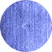 Round Machine Washable Abstract Blue Contemporary Rug, wshcon832blu