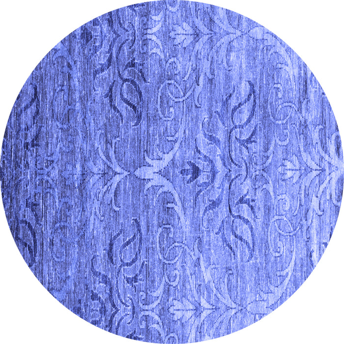 Round Abstract Blue Contemporary Rug, con832blu