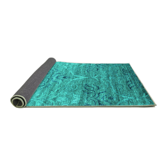 Sideview of Abstract Turquoise Contemporary Rug, con832turq