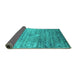 Sideview of Abstract Turquoise Contemporary Rug, con832turq