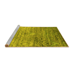 Sideview of Machine Washable Abstract Yellow Contemporary Rug, wshcon832yw