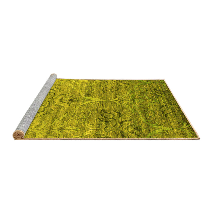 Sideview of Machine Washable Abstract Yellow Contemporary Rug, wshcon832yw