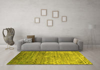 Machine Washable Abstract Yellow Contemporary Rug, wshcon832yw