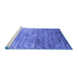 Sideview of Machine Washable Abstract Blue Contemporary Rug, wshcon832blu