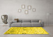 Machine Washable Abstract Yellow Contemporary Rug in a Living Room, wshcon833yw