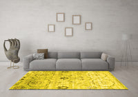 Machine Washable Abstract Yellow Contemporary Rug, wshcon833yw