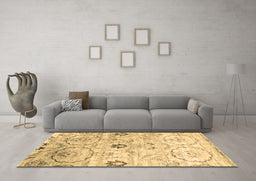 Machine Washable Abstract Brown Contemporary Rug in a Living Room,, wshcon833brn