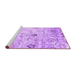 Sideview of Machine Washable Abstract Purple Contemporary Area Rugs, wshcon833pur