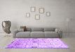 Machine Washable Abstract Purple Contemporary Area Rugs in a Living Room, wshcon833pur