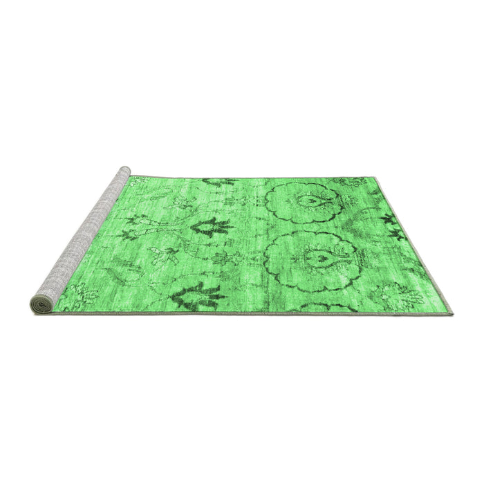 Sideview of Machine Washable Abstract Emerald Green Contemporary Area Rugs, wshcon833emgrn