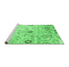 Sideview of Machine Washable Abstract Emerald Green Contemporary Area Rugs, wshcon833emgrn