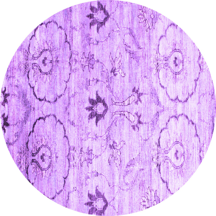 Round Abstract Purple Contemporary Rug, con833pur