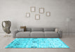 Machine Washable Abstract Light Blue Contemporary Rug in a Living Room, wshcon833lblu