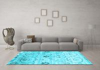 Machine Washable Abstract Light Blue Contemporary Rug, wshcon833lblu