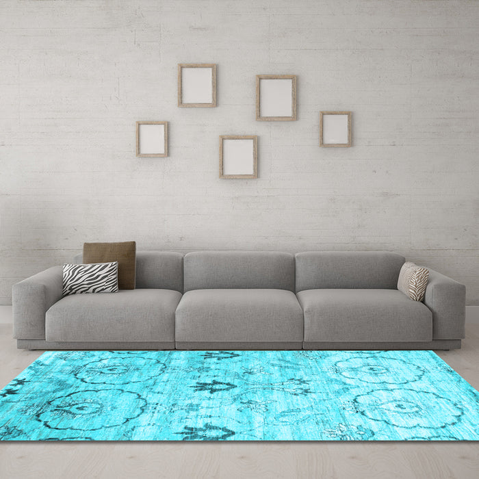 Machine Washable Abstract Light Blue Contemporary Rug in a Living Room, wshcon833lblu